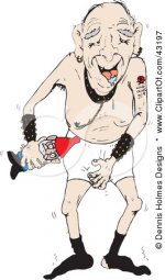 43197-Clipart-Illustration-Of-A-Drooling-Man-Grabbing-Himself-And-Carrying-A-Garden-Gnome.jpg